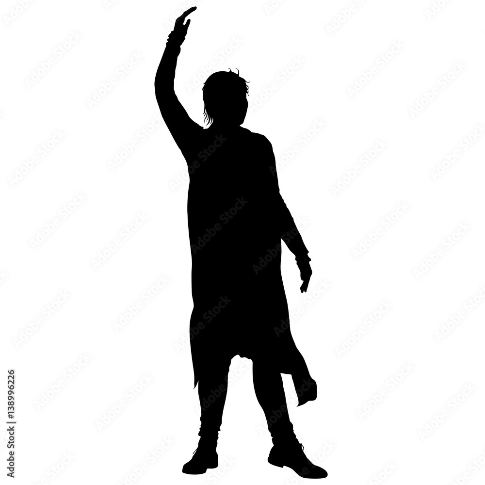 Black silhouettes of beautiful woman on white background. Vector illustration