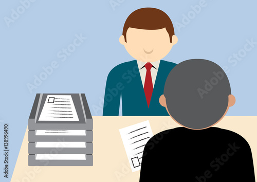 Simple Business Cartoon Vector Illustration Job Interviews
