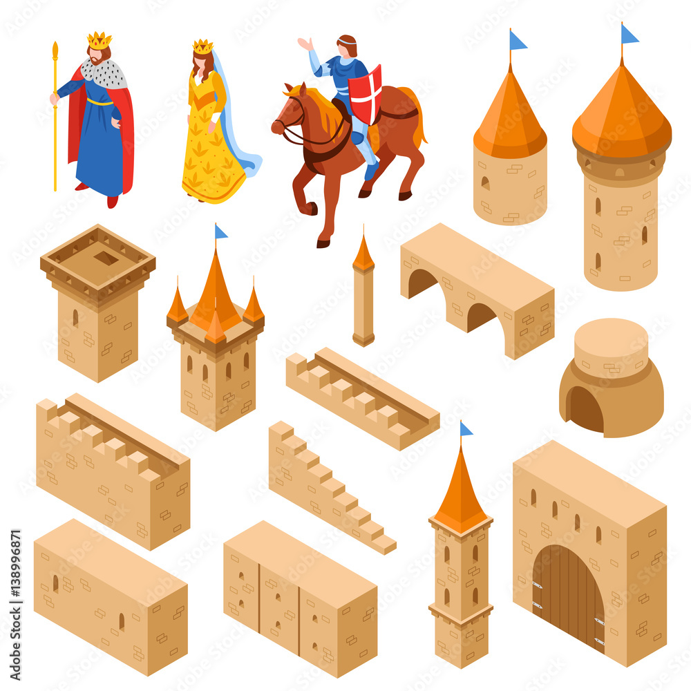 Medieval Royal Castle Isometric Set