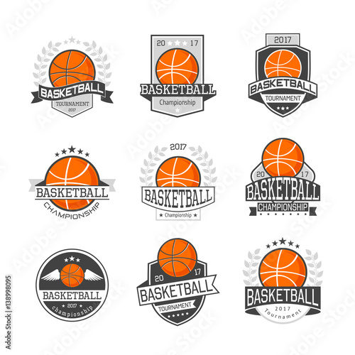 Basketball Competitions Emblems Set