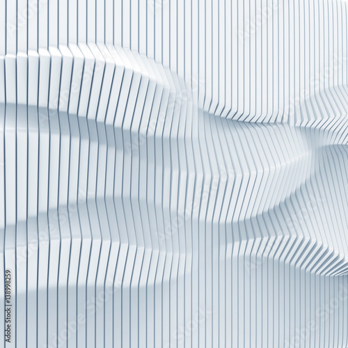 abstract surface made of vertical panels forming wavy 3d geometry