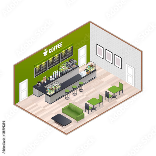 Coffee House Isometric Interior