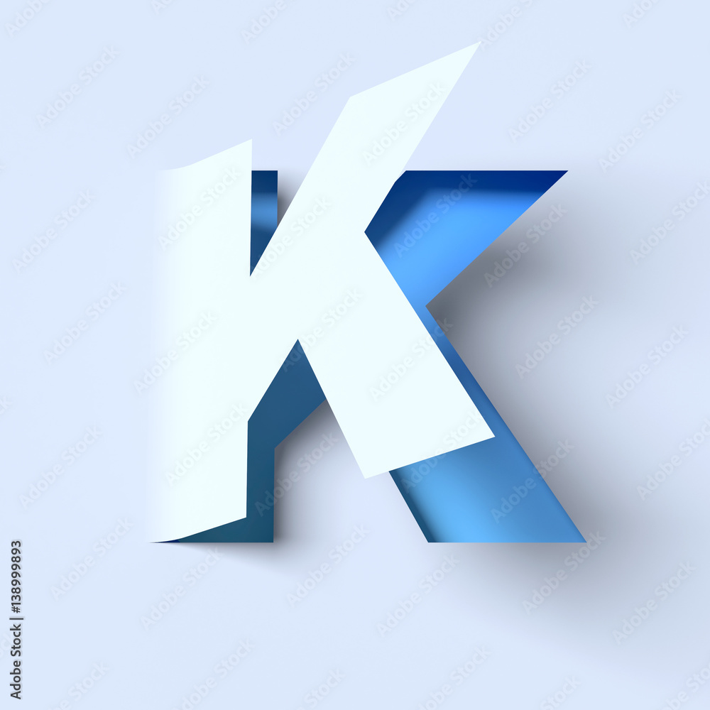 Cut out paper font letter K Cut out paper font letter K