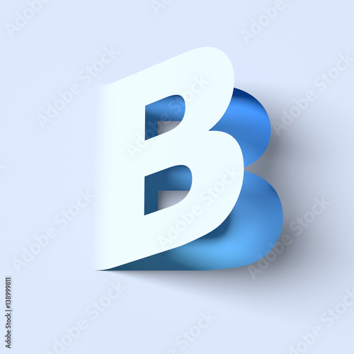 Cut out paper font letter B