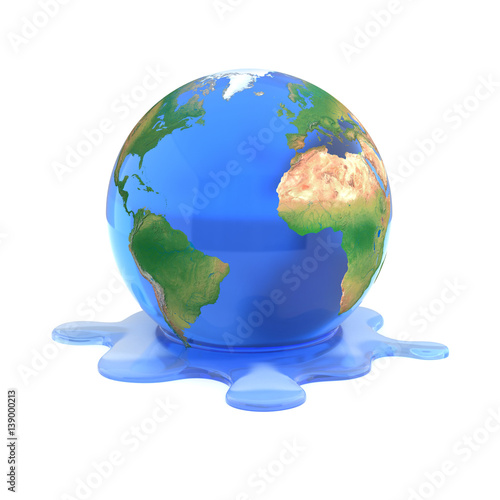 global warming 3d concept - melting earth