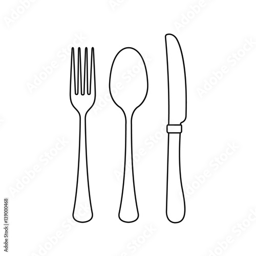 Cutlery on a transparent background. Fork knife and spoon silhouettes. Vector