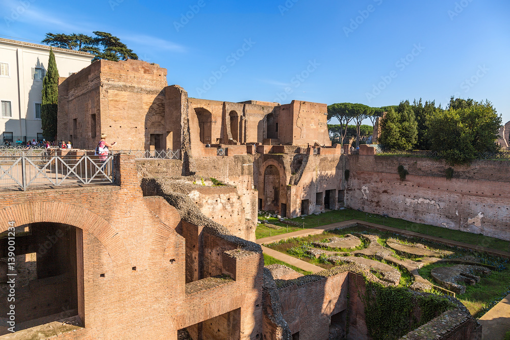 Rome, Italy. Ruins of the palace Augustow (Domus Augustana). Personal Emperor's chambers