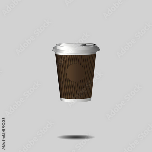 eps 10 vector realistic brown paper cup mockup with white cover. Add your company name and logo