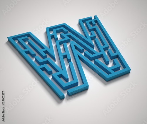 Maze font letter W photo