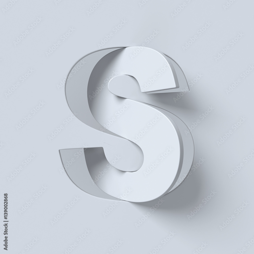 Cut out and rotated font 3d rendering letter S Cut out and rotated font 3d rendering letter S