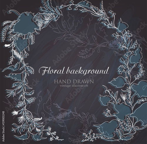 Vector card or invitation design with hand drawn flowers