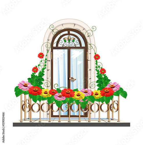 balcony with flowers