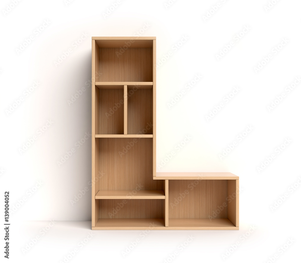 Shelf font 3d rendering letter L Shelf font 3d rendering letter L