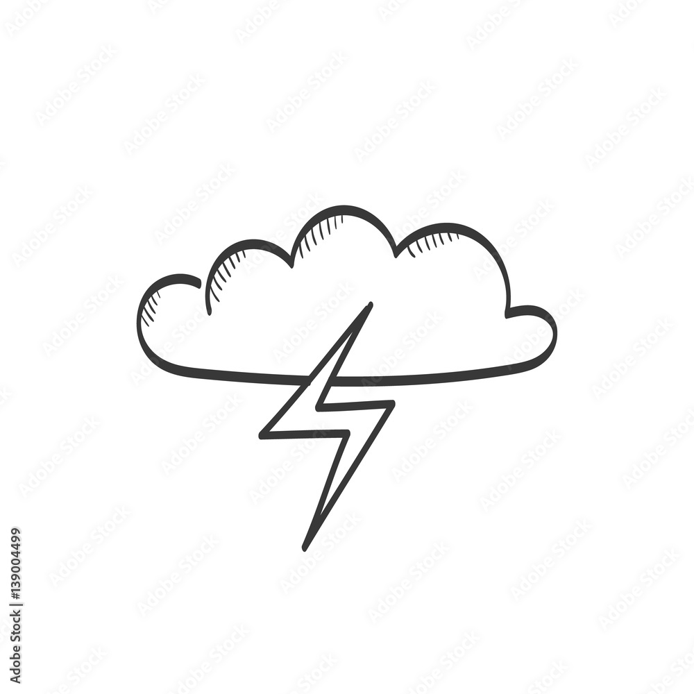 Lightning in cloud vector sketch icon Lightning in cloud vector sketch icon