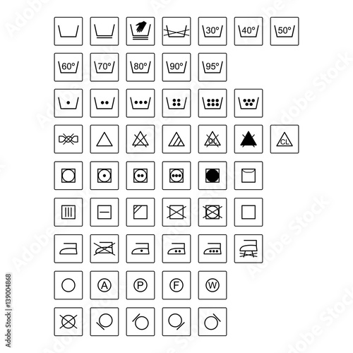 Laundry symbols collection