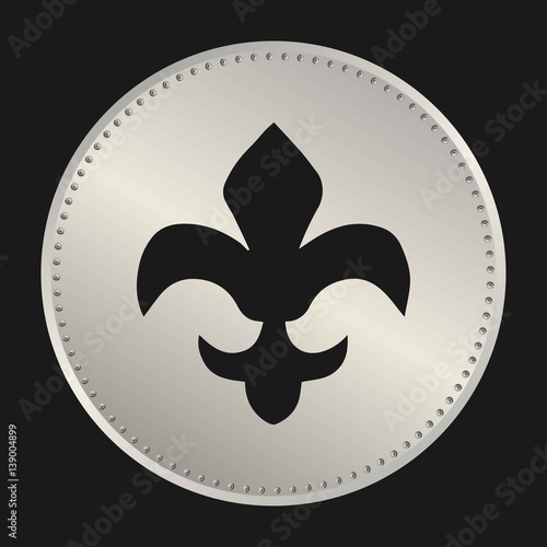 Fototapeta Naklejka Na Ścianę i Meble -  Fleur de lis symbol, silhouette - heraldic symbol. Vector Illustration. Medieval sign. Glowing french fleur de lis royal lily. Elegant decoration symbol. Heraldic icon for design, logo or decoration.