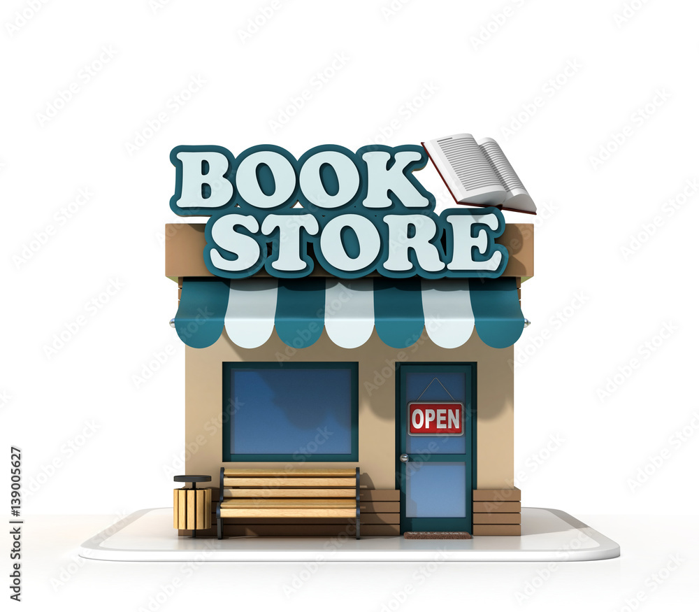 Book store mini shop 3d rendering Book store mini shop 3d rendering
