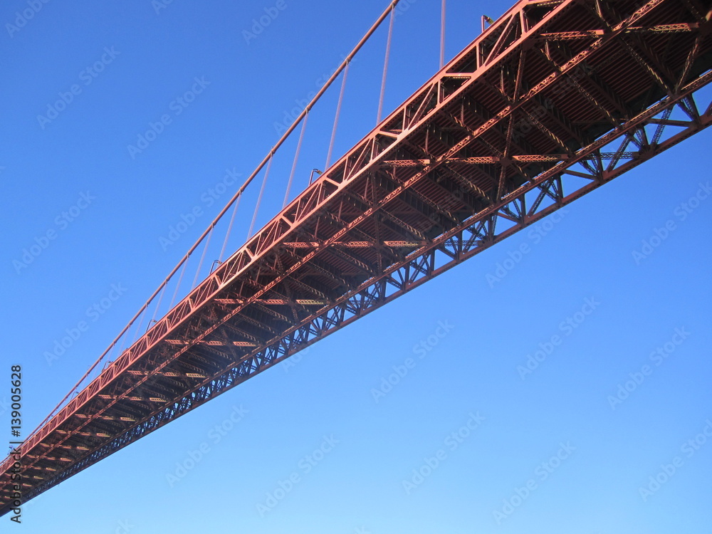 The Golden Gate Bridge in San Francisco from Underneath