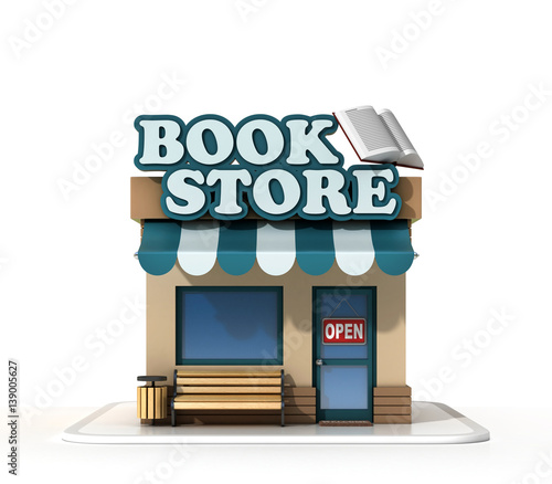 Book store mini shop 3d rendering