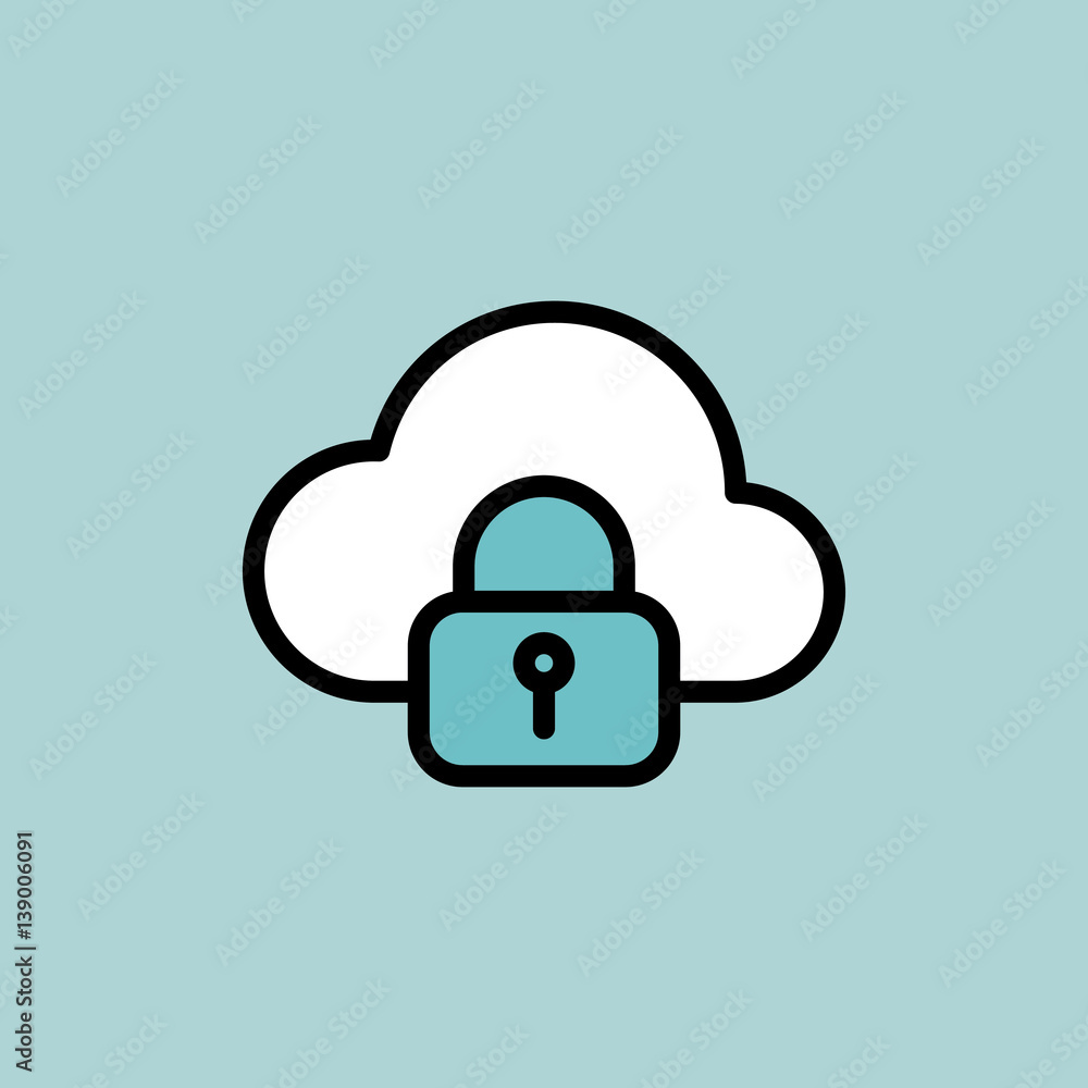 secure cloud icon on blue background secure cloud icon on blue background