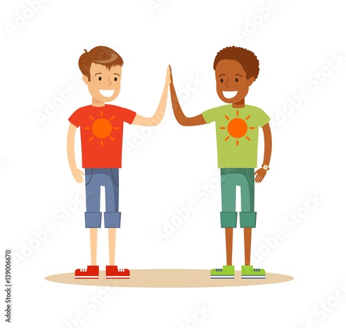 Happy classmates giving high-five