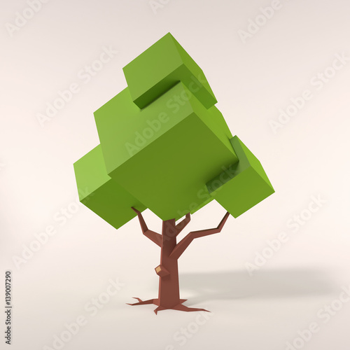 stylized geometric tree 3d illustration