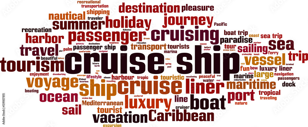 Obraz premium Cruise ship word cloud