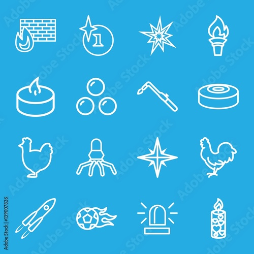 Set of 16 fire outline icons