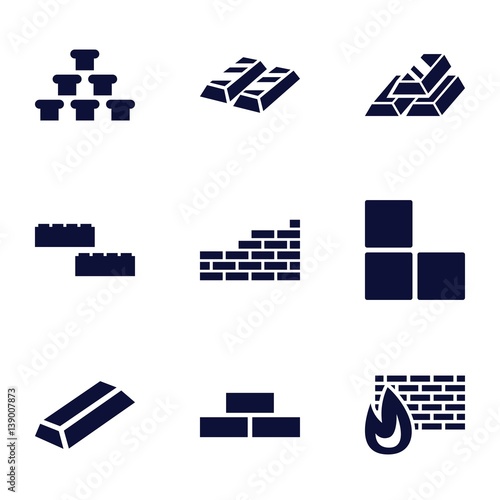 Set of 9 brick filled icons