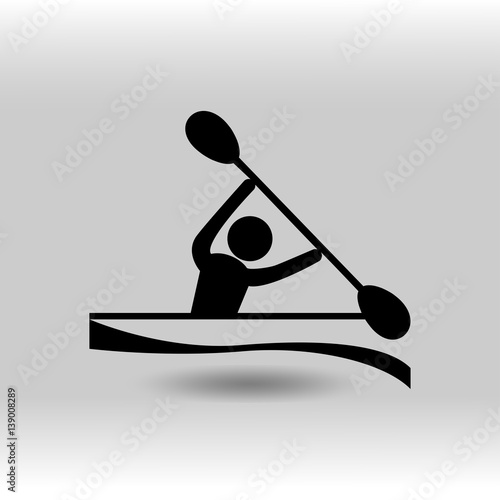 eps 10 vector Canoeing Slalom sport icon. Summer sport activity pictogram for web, print, mobile. Black athlete sign isolated on gray. Hand drawn competition symbol. Graphic design clip art element