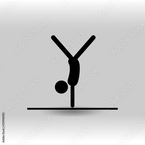 eps 10 vector Artistic Gymnastics Balance Beam sport icon. Summer sport activity pictogram for web, print. Black athlete sign isolated on gray. Hand drawn competition symbol. Graphic design clip art