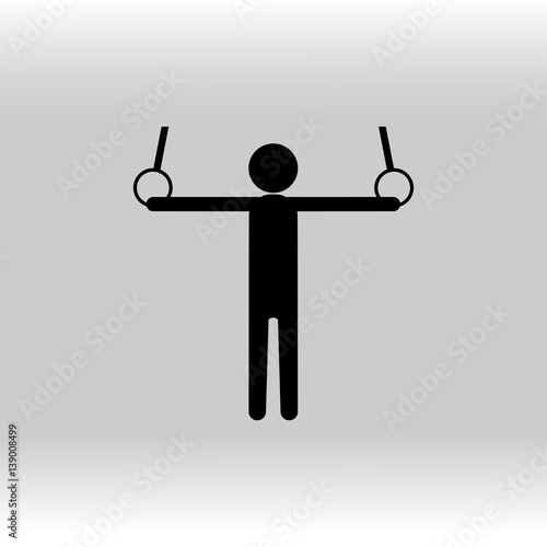 eps 10 vector Gymnastics Still Rings sport icon. Summer sport activity pictogram for web, print, mobile. Black athlete sign isolated on gray. Hand drawn competition symbol. Graphic design clip art photo