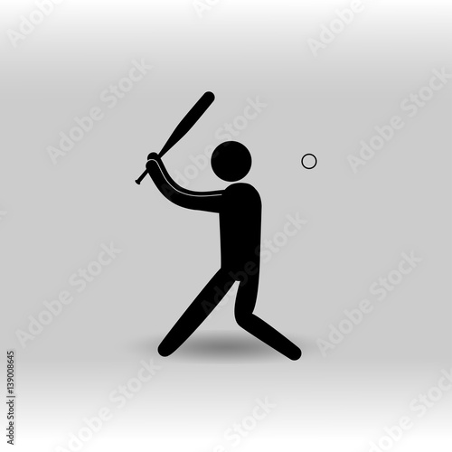 eps 10 vector Baseball sport icon. Summer sport activity pictogram for web, print, mobile. Black athlete sign isolated on gray. Hand drawn competition symbol. Graphic design clip art illustration