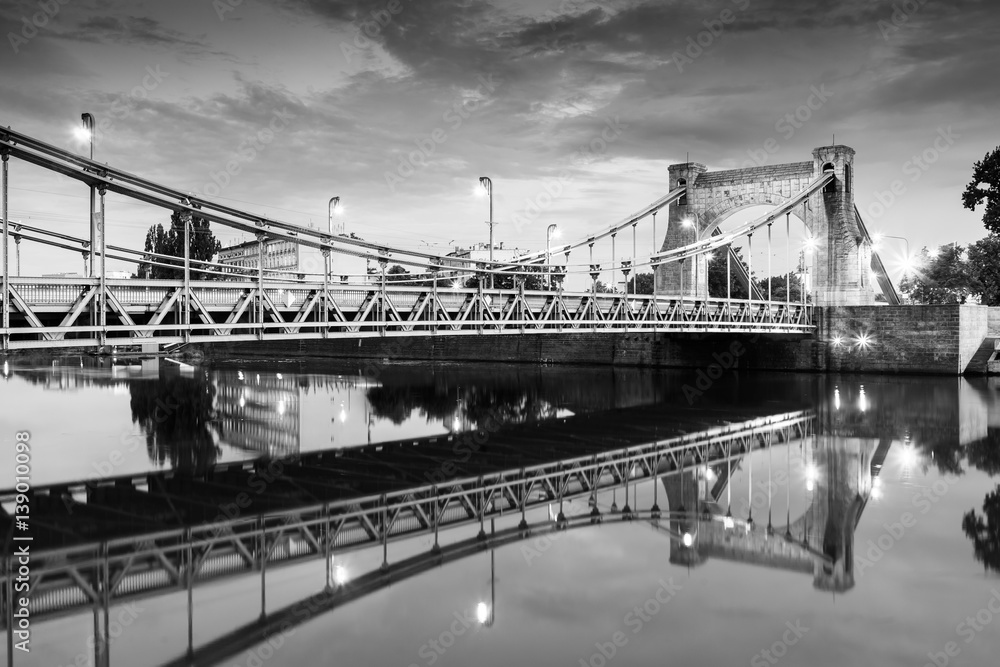Gurnwaldzki bridge, Wroclaw, black and white applied