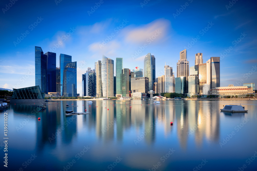 Building with reflection, Marina bay, Singapore