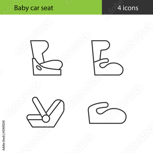 Baby car seat. Set of icons