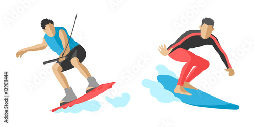 Vector jumping extreme athletes silhouettes illustration life skateboard set speed skydiver skateboarder roller skate wakeboard surfing flyboard