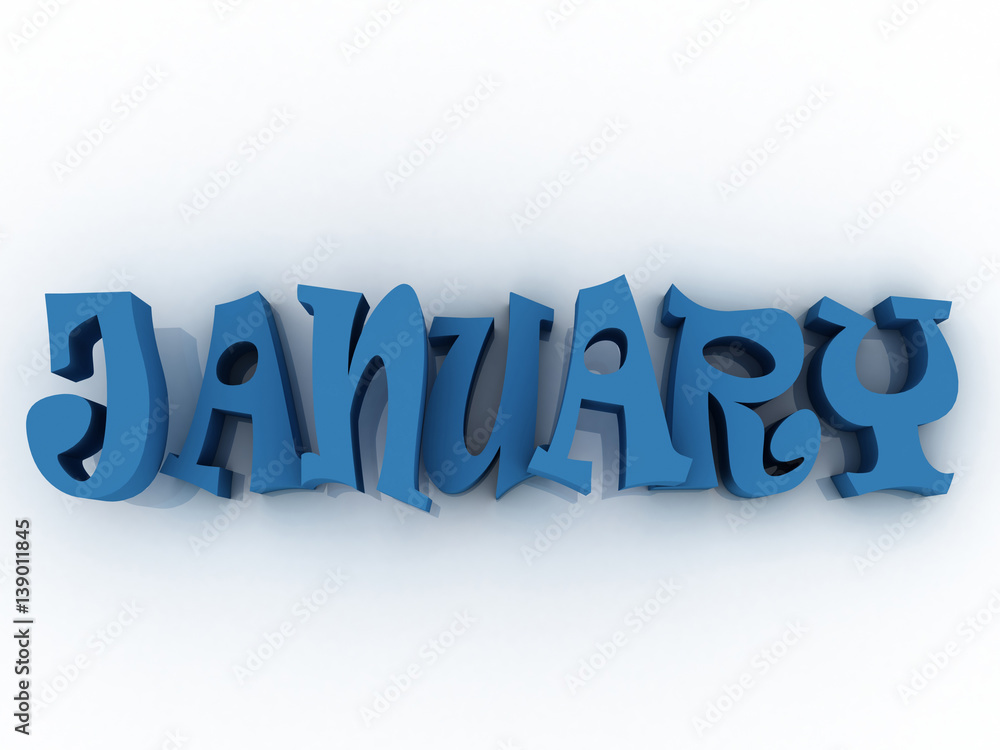 January sign with colour. 3d paper illustration. January sign with colour. 3d paper illustration.