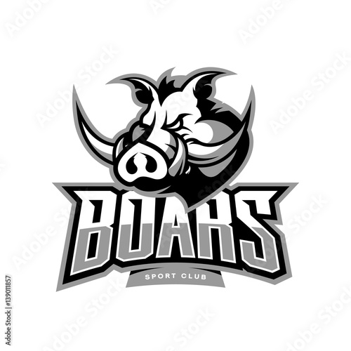 Furious boar sport club vector logo concept isolated on white background. Web infographic team pictogram design.
Premium quality wild animal t-shirt tee print illustration.