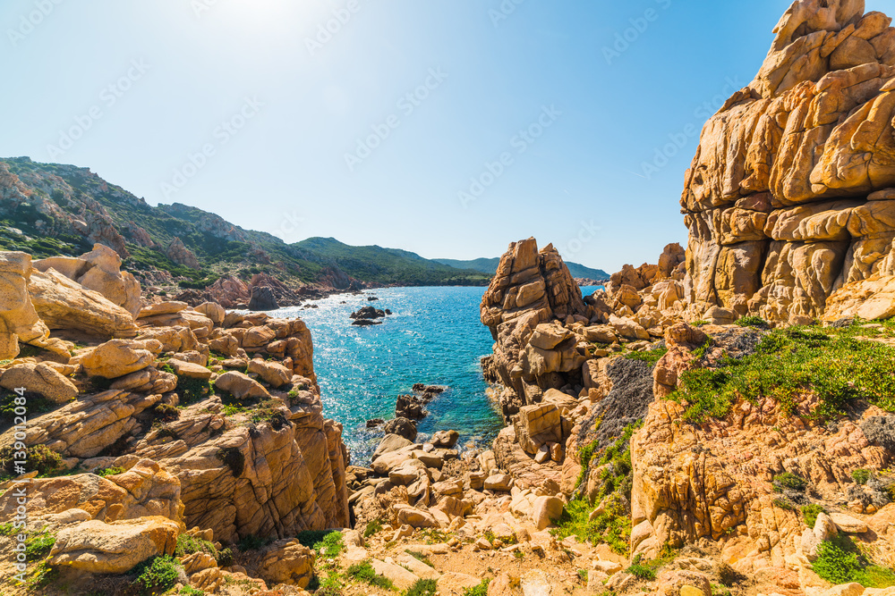Rocks and blue sea in Costa Paradiso