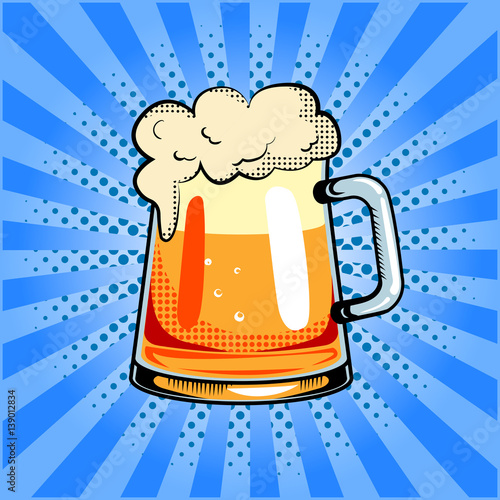 Mug of beer pop art vector illustration