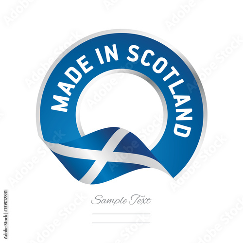 Made in Scotland flag blue color label logo icon