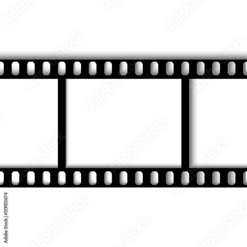 eps 10 vector vintage film strip frame isolated on white background. 35 mm width perforated emplty editable film, add any text, image. Profesional cinematorgrafy tool. Small format photos movie film