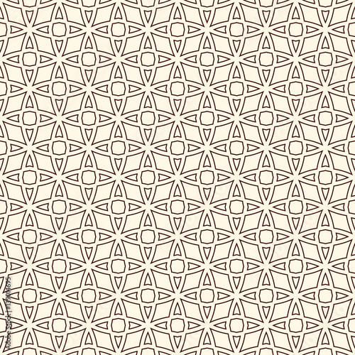 Outline seamless pattern with stylized repeating stars. Simple geometric ornament. Modern stylish texture.