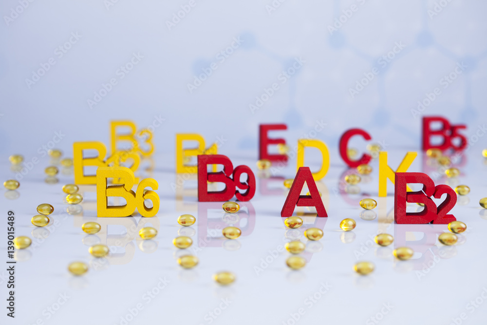 Vitamin, Medicine and healthy, Close up of capsules Vitamin, Medicine and healthy, Close up of capsules