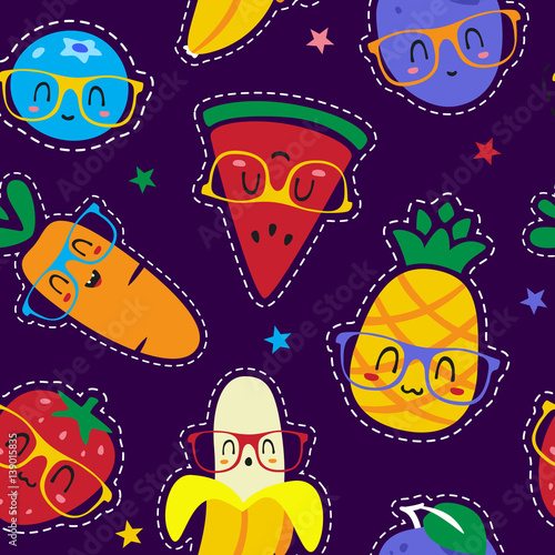 vector cartoon fruits in glasses set
