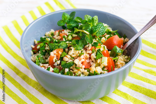 Tabbouleh green salad. Healthy food and vegetarian concept