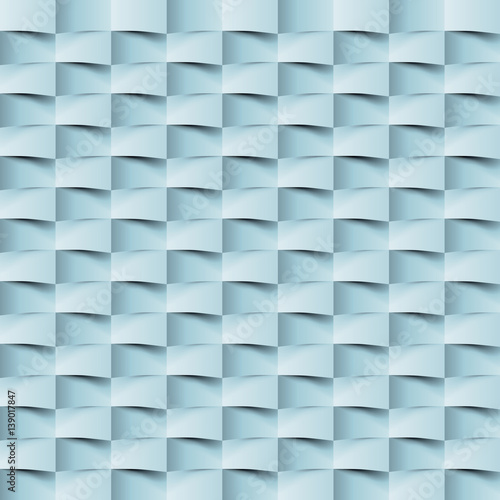 Abstract 3d geometric background. White seamless texture with shadow. Simple clean white background texture. 3D Vector interior wall panel pattern.