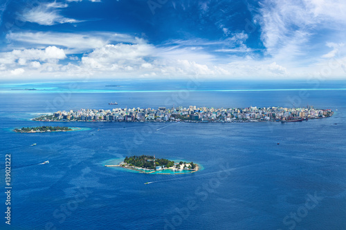 aerial view on male capital city of maldives photo