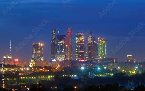 Skyscrapers of Moscow City at night